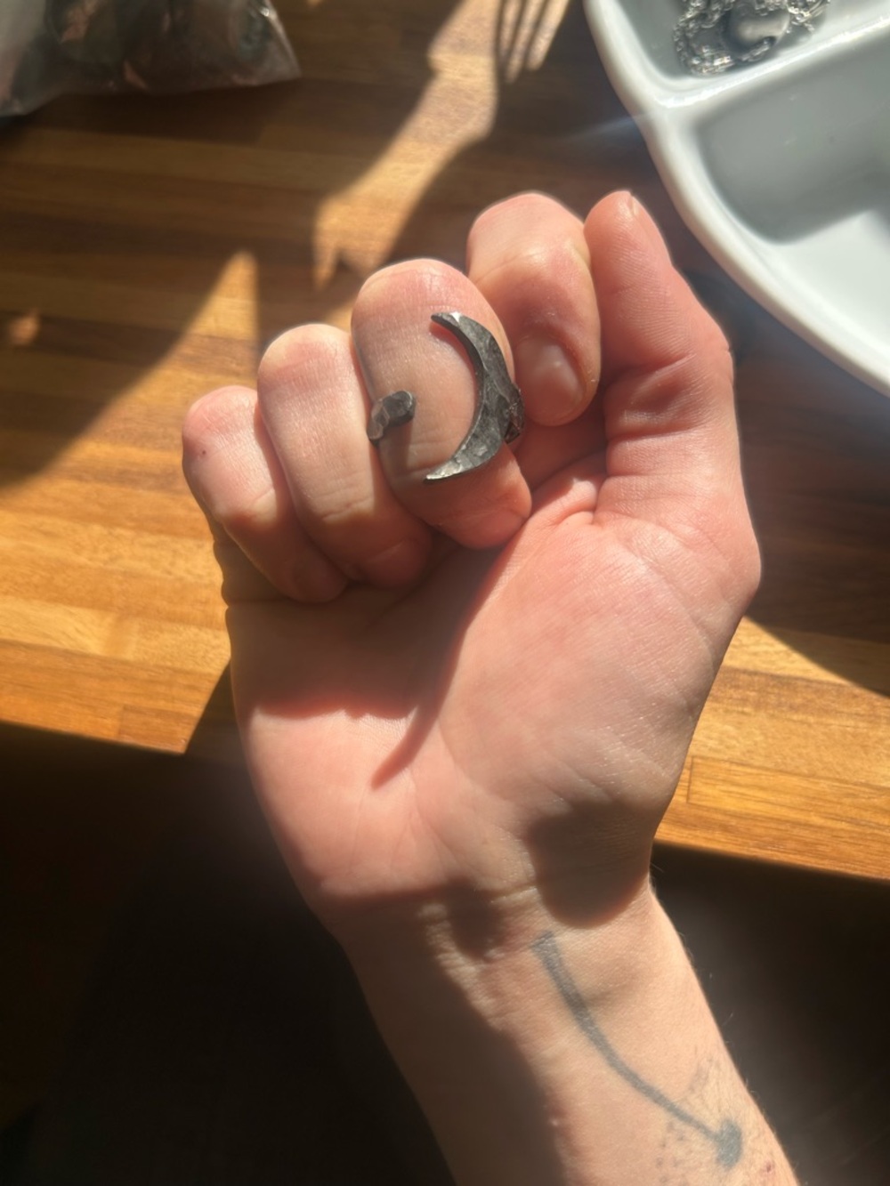 Crescent Moon Open Ring - Steel Metal
